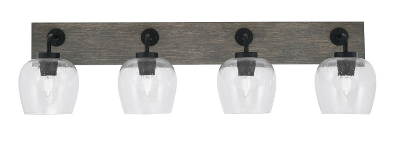 Toltec Lighting - 1774-MBDW-4810 - Four Light Bath Bar - Oxbridge - Matte Black & Painted Distressed Wood-look Metal