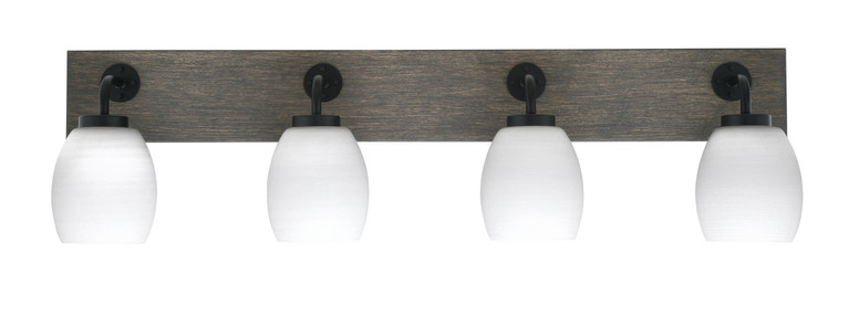 Toltec Lighting - 1774-MBDW-615 - Four Light Bath Bar - Oxbridge - Matte Black & Painted Distressed Wood-look Metal