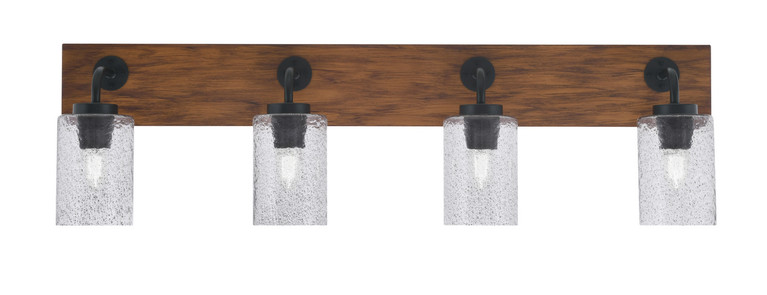 Toltec Lighting - 1774-MBWG-3002 - Four Light Bath Bar - Oxbridge - Matte Black & Painted Wood-look Metal