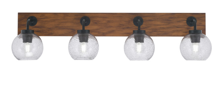 Toltec Lighting - 1774-MBWG-4102 - Four Light Bath Bar - Oxbridge - Matte Black & Painted Wood-look Metal