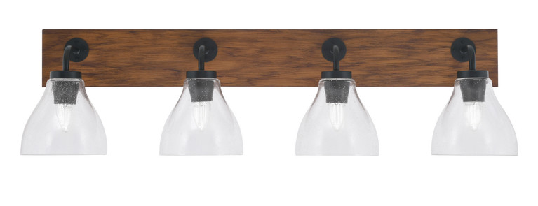 Toltec Lighting - 1774-MBWG-4760 - Four Light Bath Bar - Oxbridge - Matte Black & Painted Wood-look Metal