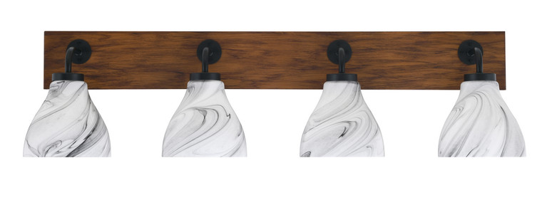 Toltec Lighting - 1774-MBWG-4769 - Four Light Bath Bar - Oxbridge - Matte Black & Painted Wood-look Metal