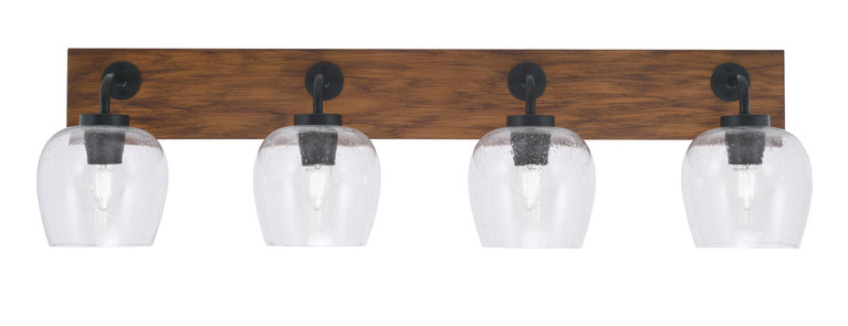 Toltec Lighting - 1774-MBWG-4810 - Four Light Bath Bar - Oxbridge - Matte Black & Painted Wood-look Metal