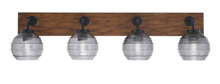 Toltec Lighting - 1774-MBWG-5112 - Four Light Bath Bar - Oxbridge - Matte Black & Painted Wood-look Metal