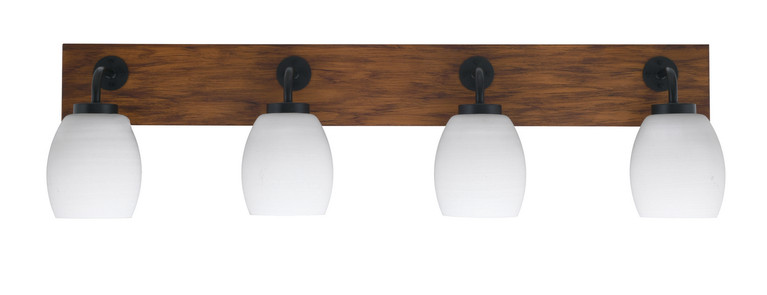 Toltec Lighting - 1774-MBWG-615 - Four Light Bath Bar - Oxbridge - Matte Black & Painted Wood-look Metal