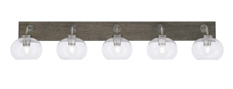 Toltec Lighting - 1775-GPDW-202 - Five Light Bath Bar - Oxbridge - Graphite & Painted Distressed Wood-look Metal