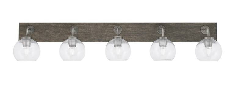 Toltec Lighting - 1775-GPDW-4100 - Five Light Bath Bar - Oxbridge - Graphite & Painted Distressed Wood-look Metal
