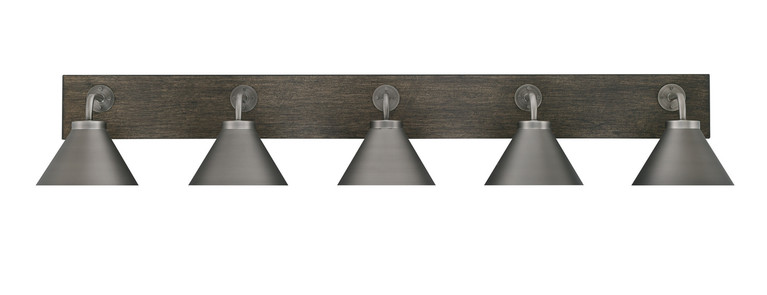 Toltec Lighting - 1775-GPDW-421-GP - Five Light Bath Bar - Oxbridge - Graphite & Painted Distressed Wood-look Metal