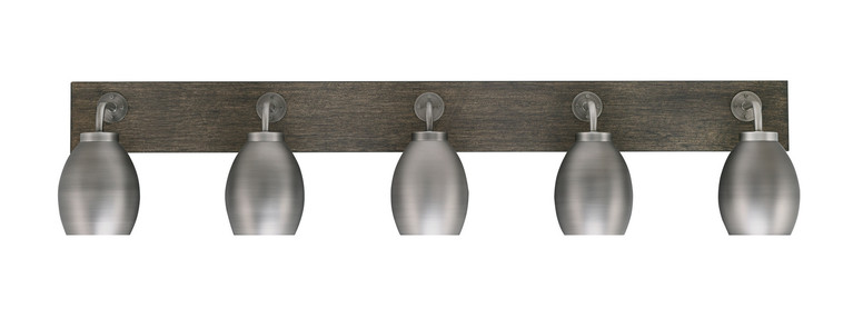 Toltec Lighting - 1775-GPDW-426-GP - Five Light Bath Bar - Oxbridge - Graphite & Painted Distressed Wood-look Metal