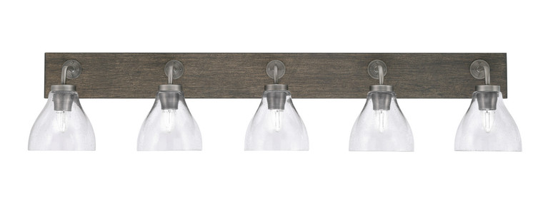 Toltec Lighting - 1775-GPDW-4760 - Five Light Bath Bar - Oxbridge - Graphite & Painted Distressed Wood-look Metal
