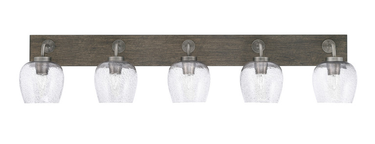 Toltec Lighting - 1775-GPDW-4812 - Five Light Bath Bar - Oxbridge - Graphite & Painted Distressed Wood-look Metal