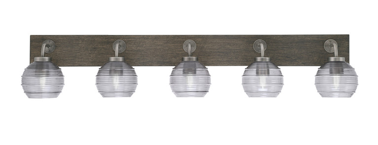 Toltec Lighting - 1775-GPDW-5112 - Five Light Bath Bar - Oxbridge - Graphite & Painted Distressed Wood-look Metal