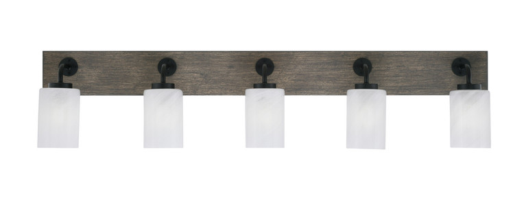 Toltec Lighting - 1775-MBDW-3001 - Five Light Bath Bar - Oxbridge - Matte Black & Painted Distressed Wood-look Metal