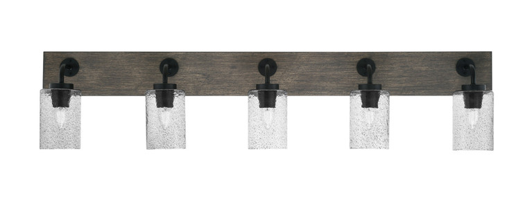 Toltec Lighting - 1775-MBDW-3002 - Five Light Bath Bar - Oxbridge - Matte Black & Painted Distressed Wood-look Metal