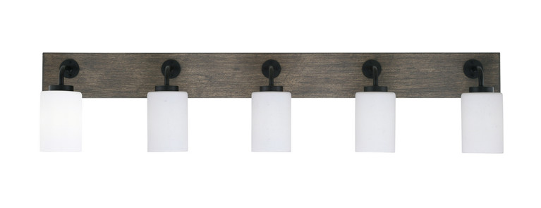 Toltec Lighting - 1775-MBDW-310 - Five Light Bath Bar - Oxbridge - Matte Black & Painted Distressed Wood-look Metal