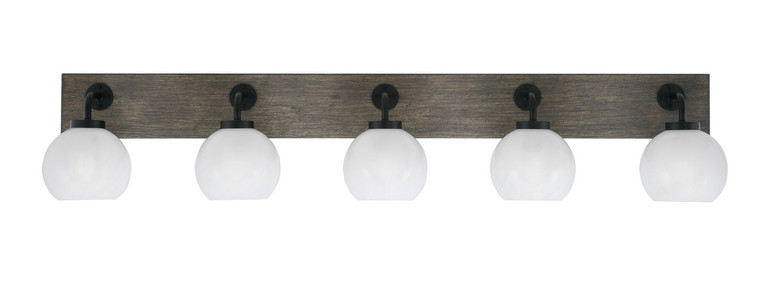 Toltec Lighting - 1775-MBDW-4101 - Five Light Bath Bar - Oxbridge - Matte Black & Painted Distressed Wood-look Metal