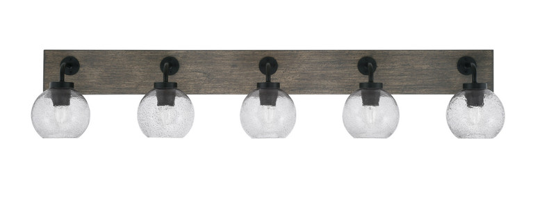 Toltec Lighting - 1775-MBDW-4102 - Five Light Bath Bar - Oxbridge - Matte Black & Painted Distressed Wood-look Metal