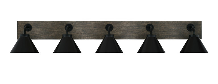 Toltec Lighting - 1775-MBDW-421-MB - Five Light Bath Bar - Oxbridge - Matte Black & Painted Distressed Wood-look Metal