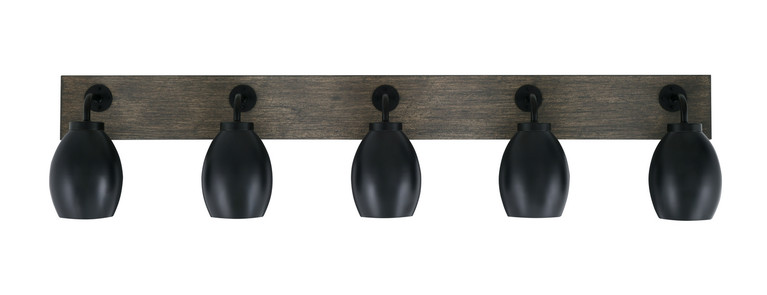 Toltec Lighting - 1775-MBDW-426-MB - Five Light Bath Bar - Oxbridge - Matte Black & Painted Distressed Wood-look Metal