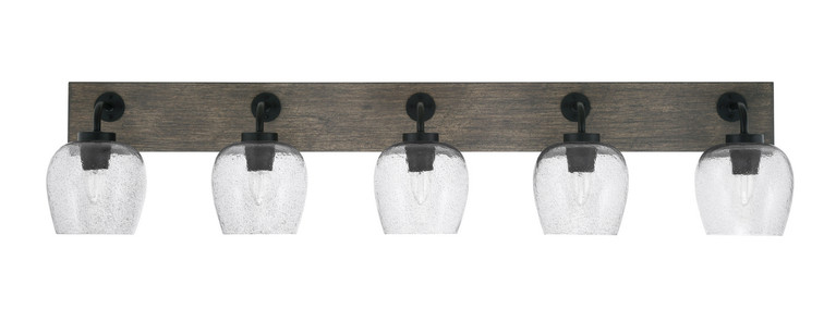 Toltec Lighting - 1775-MBDW-4812 - Five Light Bath Bar - Oxbridge - Matte Black & Painted Distressed Wood-look Metal