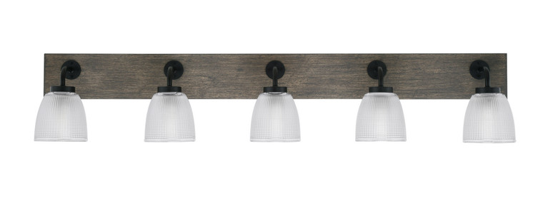 Toltec Lighting - 1775-MBDW-500 - Five Light Bath Bar - Oxbridge - Matte Black & Painted Distressed Wood-look Metal