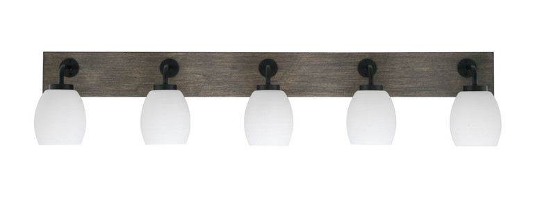 Toltec Lighting - 1775-MBDW-615 - Five Light Bath Bar - Oxbridge - Matte Black & Painted Distressed Wood-look Metal