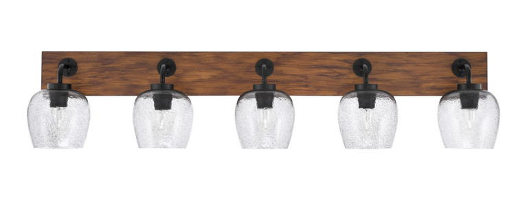 Toltec Lighting - 1775-MBWG-4812 - Five Light Bath Bar - Oxbridge - Matte Black & Painted Wood-look Metal