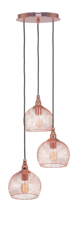 Toltec Lighting - 1818-CP-1802-AT14 - Three Light Cluster Pendalier - Plexus - Copper
