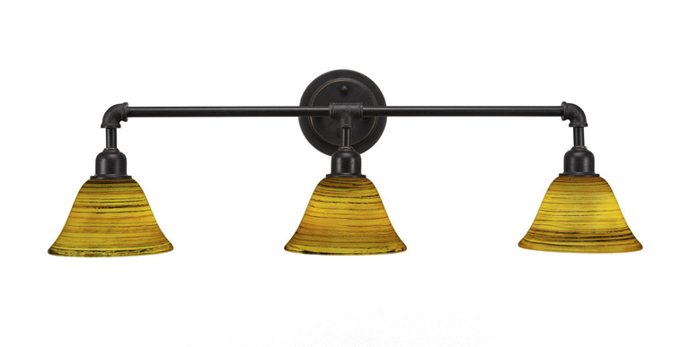 Toltec Lighting - 183-DG-454 - Three Light Bath Bar - Vintage - Dark Granite