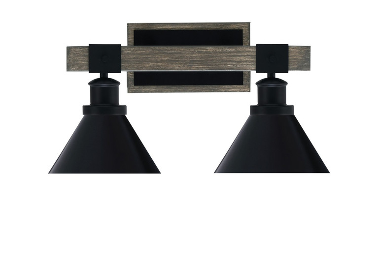 Toltec Lighting - 1842-MBDW-421-MB - Two Light Bath Bar - Tacoma - Matte Black & Painted Distressed Wood-look Metal