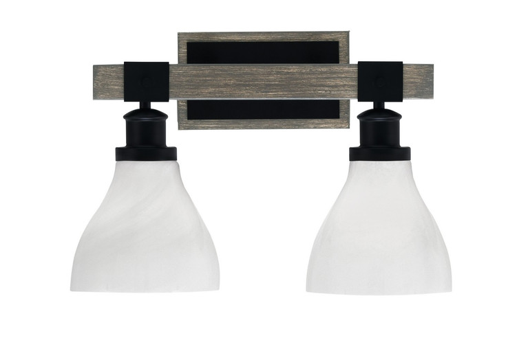 Toltec Lighting - 1842-MBDW-4761 - Two Light Bath Bar - Tacoma - Matte Black & Painted Distressed Wood-look Metal