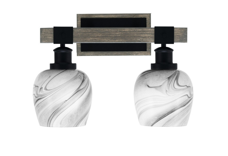 Toltec Lighting - 1842-MBDW-4819 - Two Light Bath Bar - Tacoma - Matte Black & Painted Distressed Wood-look Metal