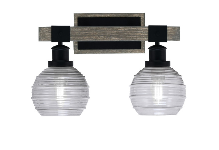 Toltec Lighting - 1842-MBDW-5112 - Two Light Bath Bar - Tacoma - Matte Black & Painted Distressed Wood-look Metal