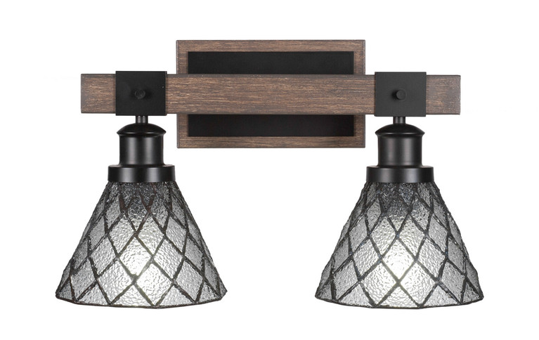 Toltec Lighting - 1842-MBDW-9185 - Two Light Bath Bar - Tacoma - Matte Black & Painted Distressed Wood-look Metal