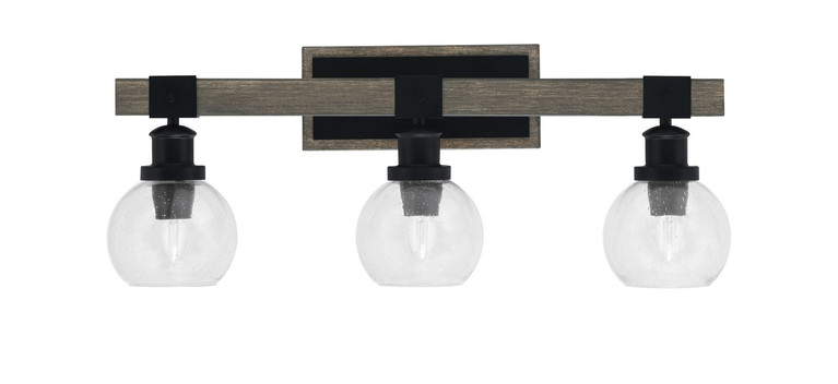 Toltec Lighting - 1843-MBDW-4100 - Three Light Bath Bar - Tacoma - Matte Black & Painted Distressed Wood-look Metal