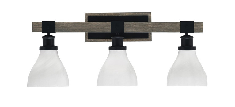 Toltec Lighting - 1843-MBDW-4761 - Three Light Bath Bar - Tacoma - Matte Black & Painted Distressed Wood-look Metal