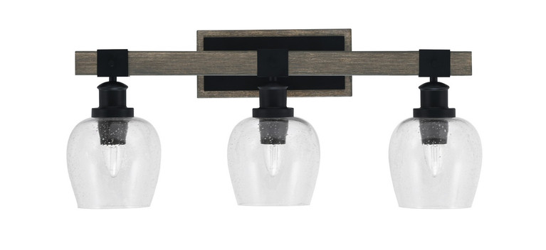 Toltec Lighting - 1843-MBDW-4810 - Three Light Bath Bar - Tacoma - Matte Black & Painted Distressed Wood-look Metal