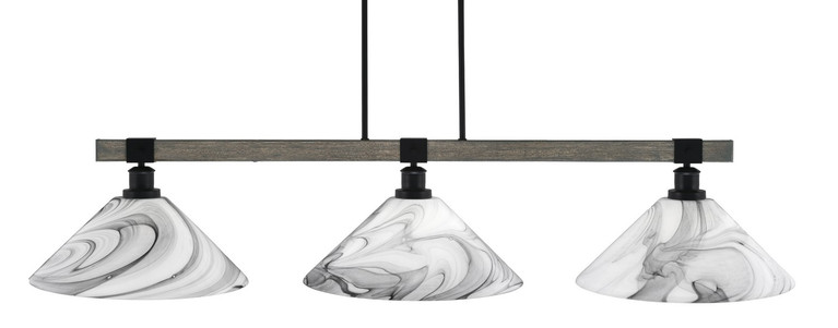 Toltec Lighting - 1863-MBDW-2169 - Three Light Bar - Tacoma - Matte Black & Painted Distressed Wood-look Metal