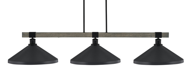 Toltec Lighting - 1863-MBDW-424-MB - Three Light Bar - Tacoma - Matte Black & Painted Distressed Wood-look Metal