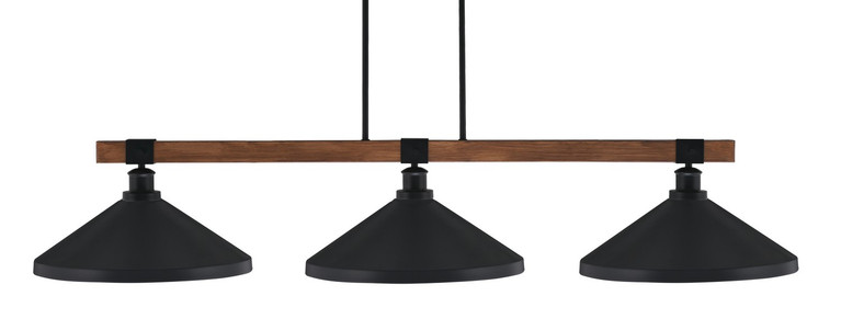 Toltec Lighting - 1863-MBWG-424-MB - Three Light Bar - Tacoma - Matte Black & Painted Wood-look Metal