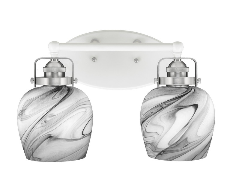 Toltec Lighting - 1932-WHBN-4819 - Two Light Bath Bar - Easton - White & Brushed Nickel