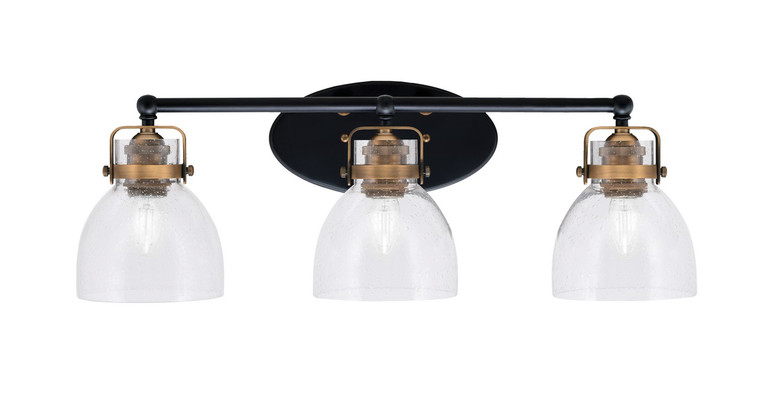 Toltec Lighting - 1933-MBBR-4110 - Three Light Bath Bar - Easton - Matte Black & Brass