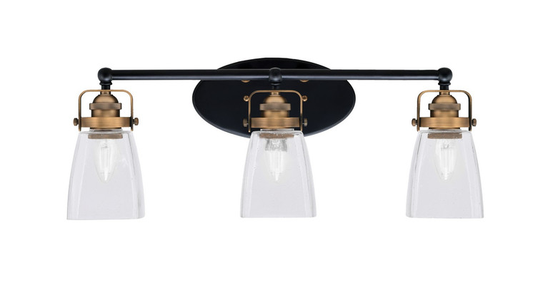 Toltec Lighting - 1933-MBBR-461 - Three Light Bath Bar - Easton - Matte Black & Brass