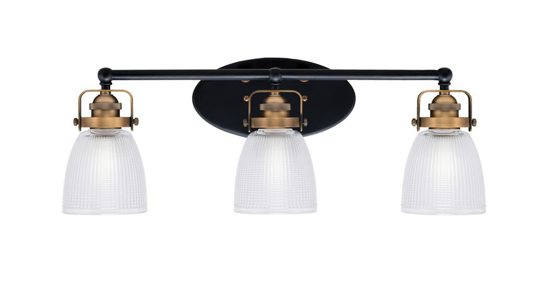 Toltec Lighting - 1933-MBBR-500 - Three Light Bath Bar - Easton - Matte Black & Brass