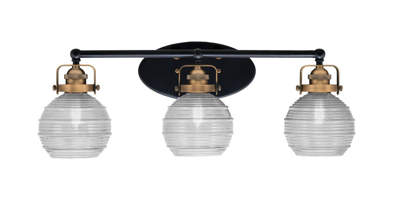 Toltec Lighting - 1933-MBBR-5110 - Three Light Bath Bar - Easton - Matte Black & Brass