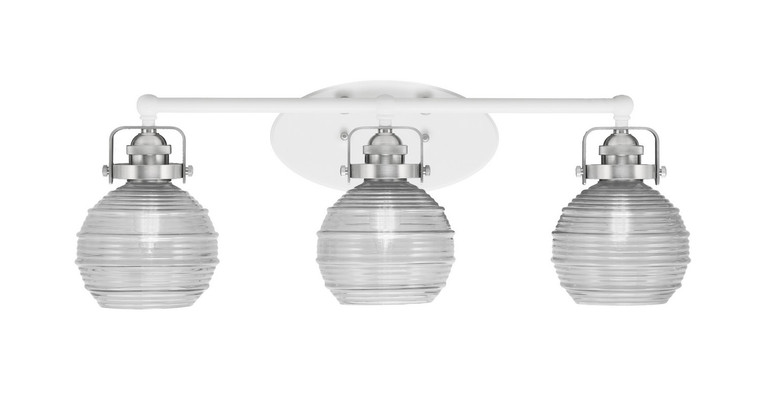 Toltec Lighting - 1933-WHBN-5110 - Three Light Bath Bar - Easton - White & Brushed Nickel