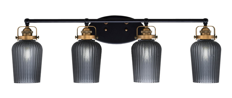 Toltec Lighting - 1934-MBBR-4252 - Four Light Bath Bar - Easton - Matte Black & Brass