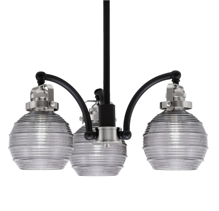 Toltec Lighting - 1943-MBBN-5112 - Three Light Chandelier - Easton - Matte Black & Brushed Nickel