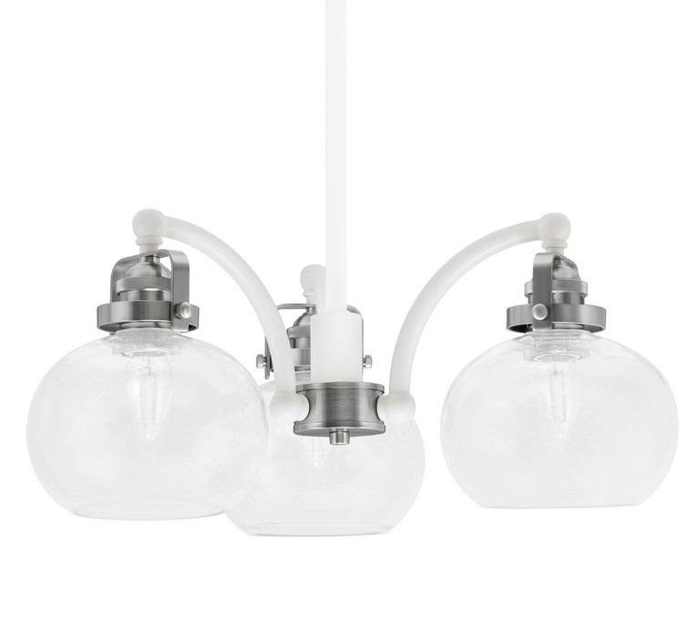 Toltec Lighting - 1943-WHBN-202 - Three Light Chandelier - Easton - White & Brushed Nickel