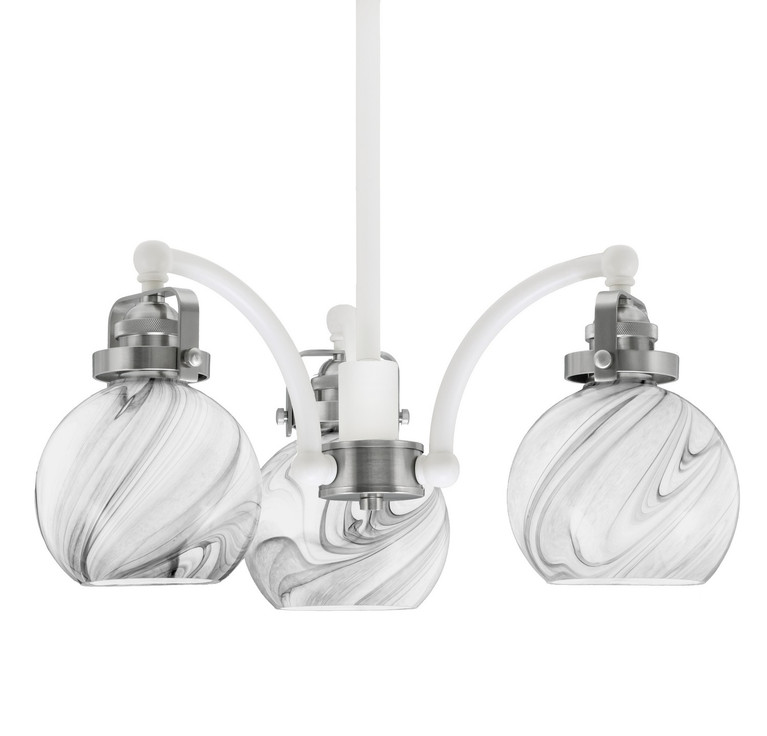 Toltec Lighting - 1943-WHBN-4109 - Three Light Chandelier - Easton - White & Brushed Nickel